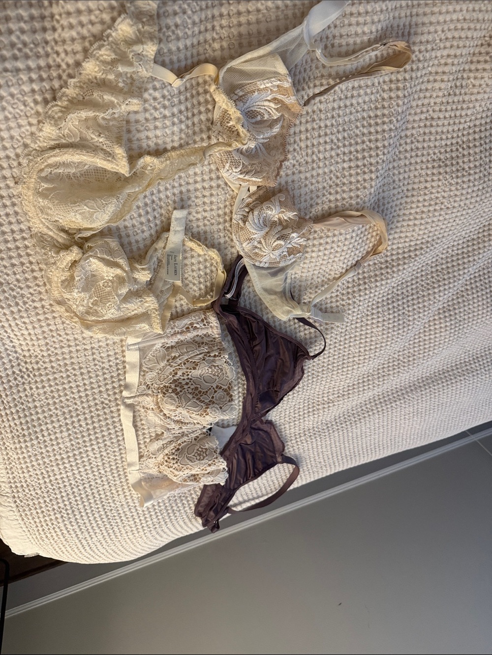 intimissimi Victoria’s Secret Lace Bralette Cream and Plum for girls with minis